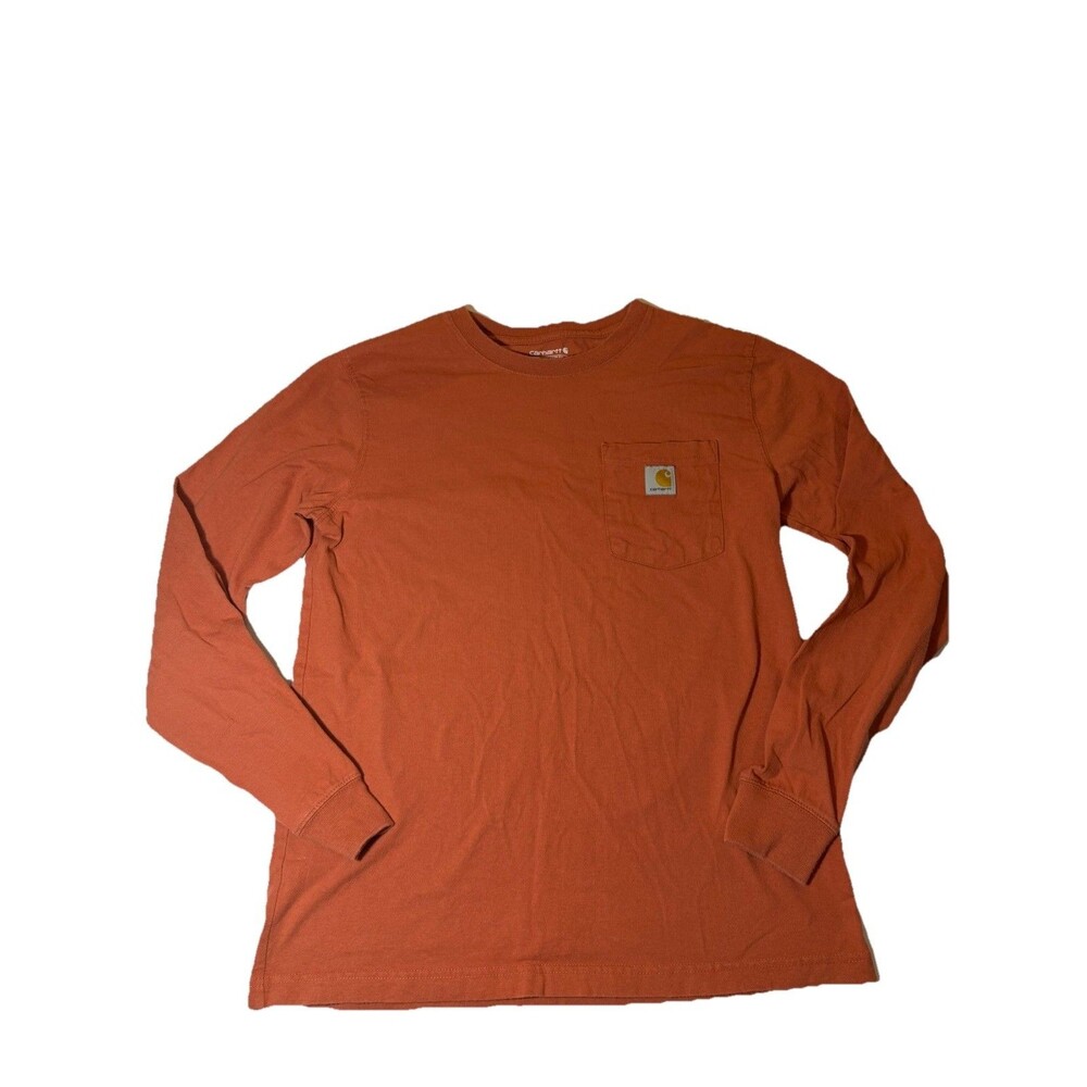 Carhartt TK5955 Pocket Long Sleeve T Shirt Men’s Medium Orange Graphic Relaxed